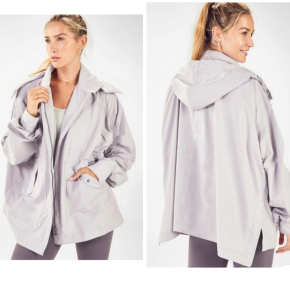 Fabletics Jackets & Blazers - Fabletics Giana Jacket Oversized Gray Size M New Without Tags Full Zip Hood Rain